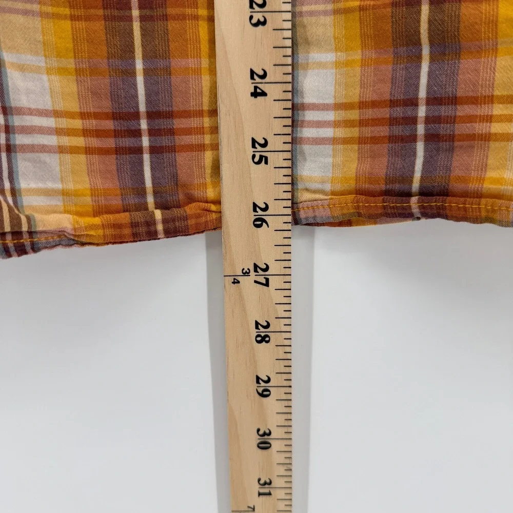 The‎ North Face Plaid Shirt Mens M Orange Yellow Short Sleeve Button Up Pocket